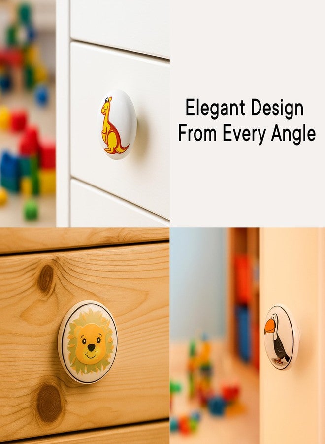 Indian-Shelf Handmade Ceramic Knobs for Kids Room Multicolor Kid Drawer Pulls Round Flat Animal Kitchen Cabinet Handles -8 Pieces(1.5 Inches) - Image 4